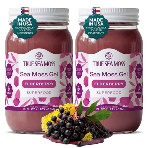 True Sea Moss – Sea Moss Gel – Elderberry, Pack of 2 (Labels may Vary)
