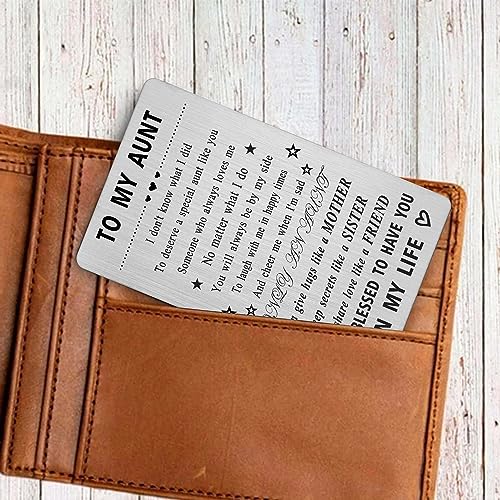 CPLJW Greeting Card - Best Aunt Birthday Gift, Engraved Steel Wallet Card for Auntie4