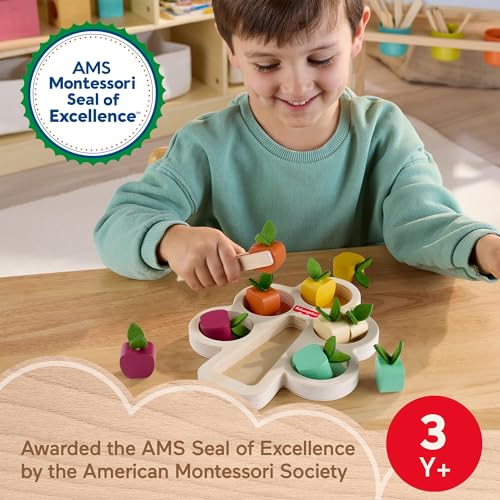 Image of Fisher-Price Wood Montessori Sorting Tree Learning Activity, Ages 3+ Years | Wooden Puzzle + Expert Play Tips, American Montessori Society Seal of Excellence, Preschool Kids (Amazon Exclusive)