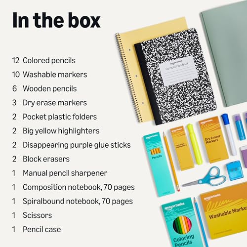 44-Count Amazon Basics Back to School Supply Kit - image 2