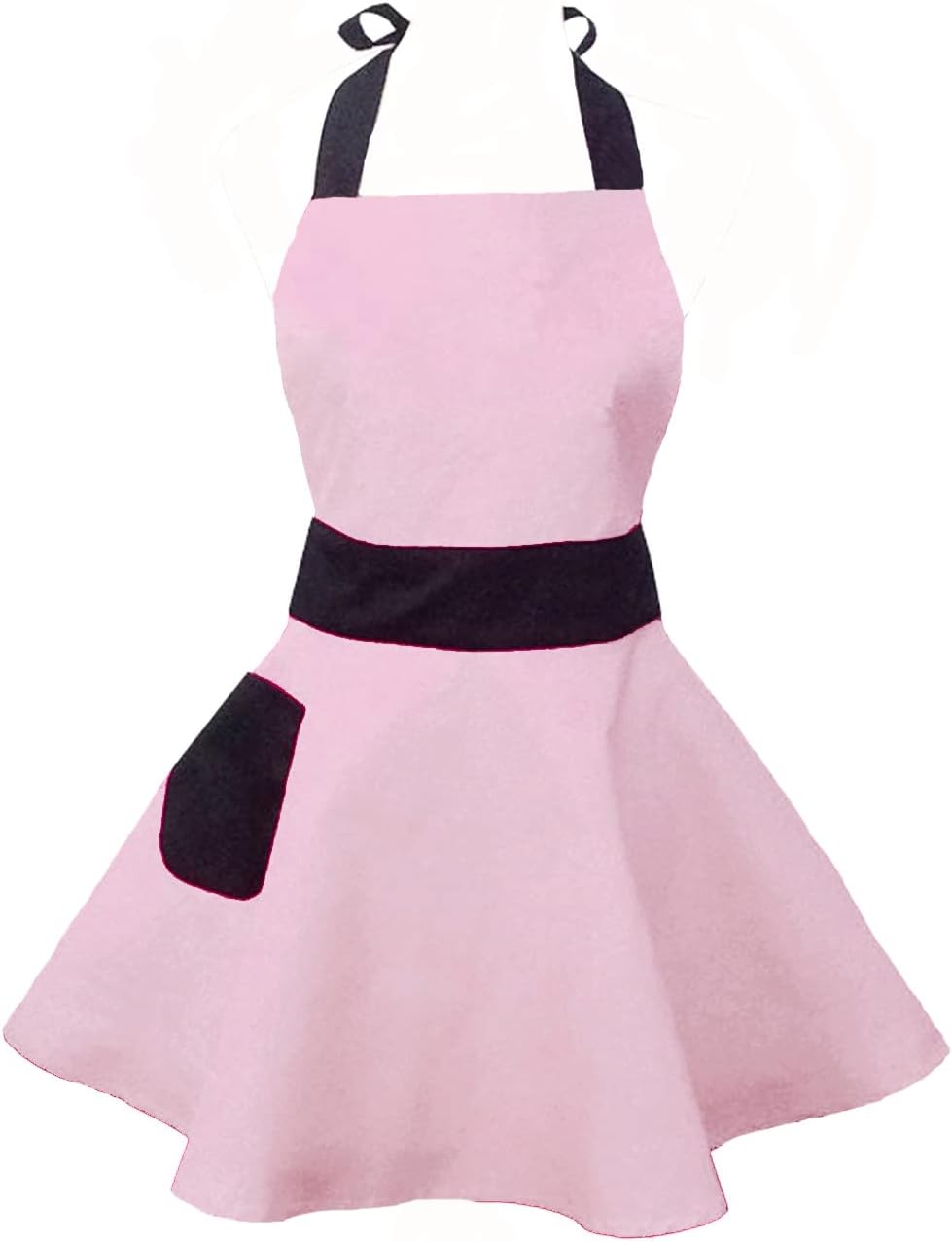 Hyzrz Lovely Cute Retro Aprons for Woman Girl Cotton Kitchen Cooking Salon Pinafore Vintage Apron Dress (Pink)