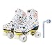 Roller Skates White Graffiti Skates with Shiny Wheels High Top Shoes Breathable Double Row Skates for Children and Adults