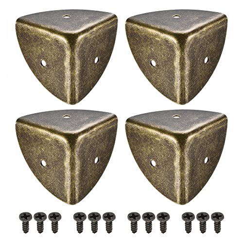 Image of uxcell 40x40x40mm Metal Box Corner Protectors Edge Guard Bronze Tone 8pcs for Table Corners and Desk Corners