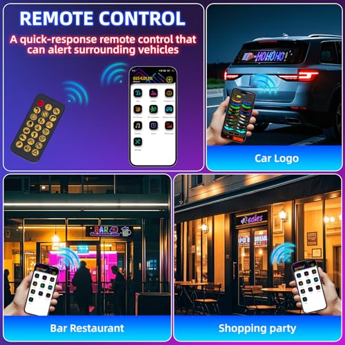 Image of Eachbid Programmable Scrolling LED Sign, 23.4 inchx4.7 inch, USB Flexible Digital Sign, APP Control, Custom DIY Editor Text, Patterns, Animations, for Car, Store, School, Hotel