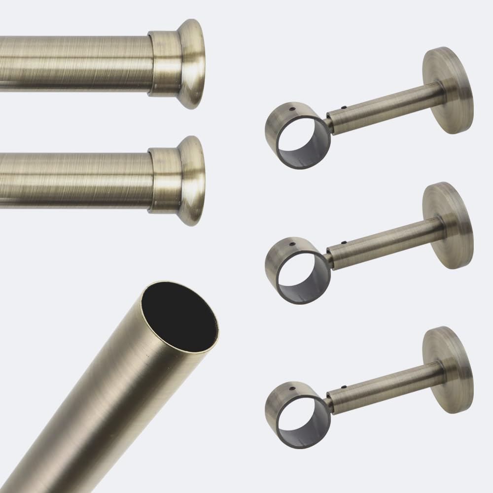 BOULET Kit barre à rideaux 2m50 Tendance 28mm Mur Chapeau Bronze