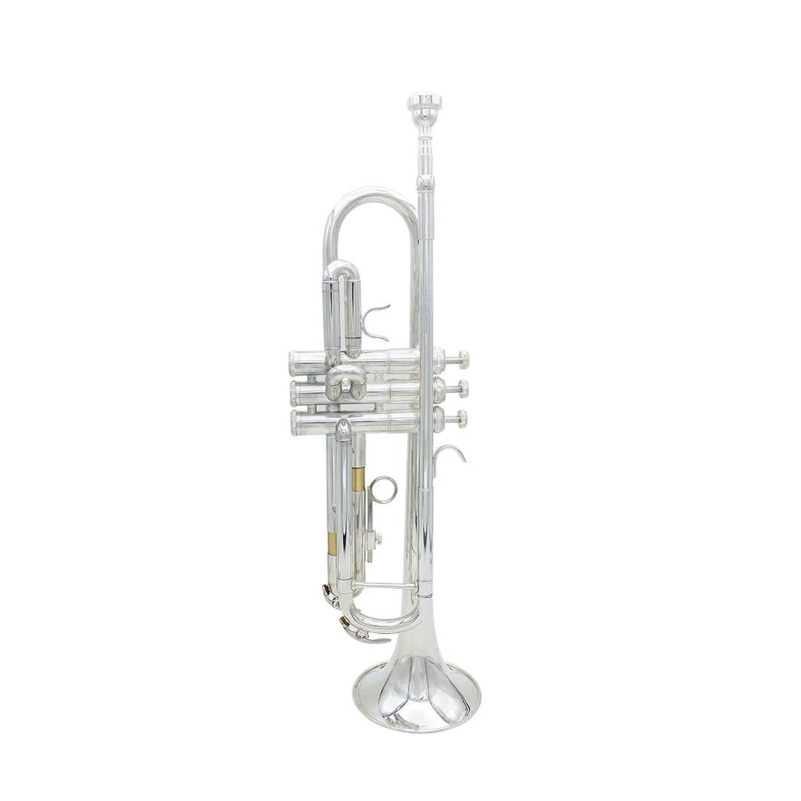 trąbka instrument Wysokiej jakości trąbka Bb B trwała mosiężna trąbka z płaskim dnem z posrebrzanym ustnikiem i wykwintną torbą koncertową(Color:3/4)