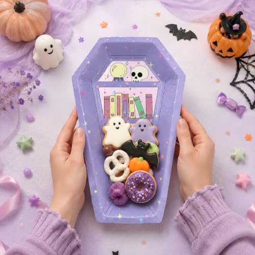 24PCS Halloween Paper Plates,Coffin Halloween Disposable Party Plates Decor - image 6