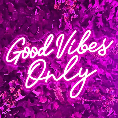 Good Vibes Only Neon Sign, Good Vibes Neon Signs for Wall Decor, Beautiful Pink Neon Light Sign for Girls Bedroom Decoration, Party, Birthday, Wedding, Salon Shopping Mall Home Wall Decor