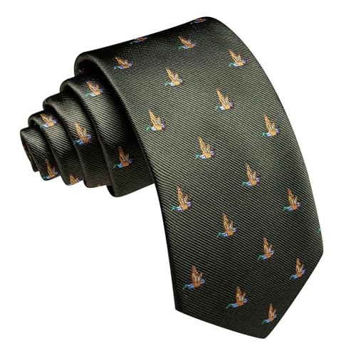 Image of Barry.Wang Silk Ties for Men Fun Necktie and Tie Clip Set for Wedding Party Business Formal Extra Long
