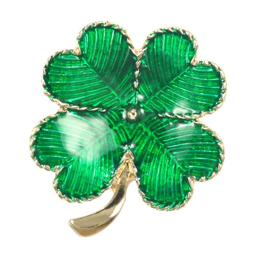 Gyn&Joy Lucky Green Four Leaf Shamrock Clover St. Patrick's Day Enamel Pin Brooch BZ268