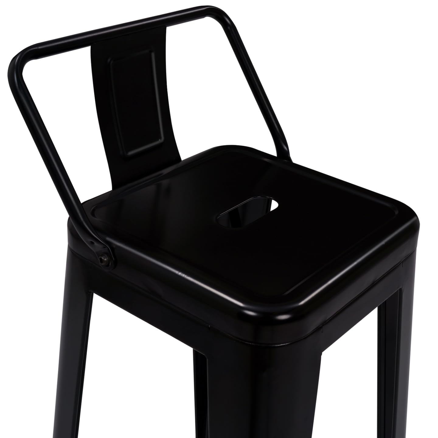 IDMarket - Set di 4 sgabelli da bar LENY in metallo nero opaco impilabili con schienale