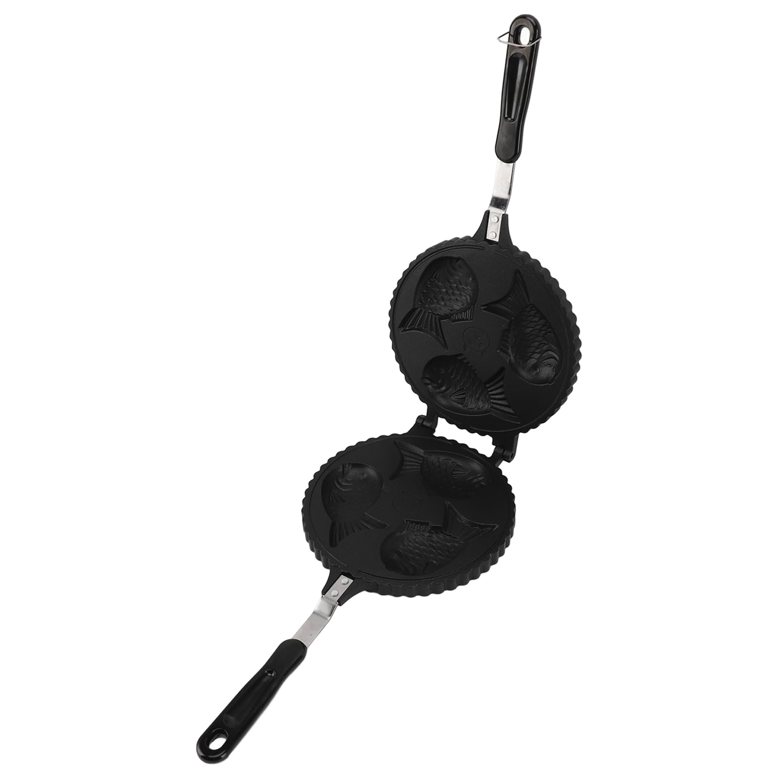 Machine à Gaufres au Poisson Taiyaki, Moule à Gâteau Japonais Double Face en Alliage d'Aluminium en Forme de Poisson avec Plaque Antiadhésive et Longue Poignée