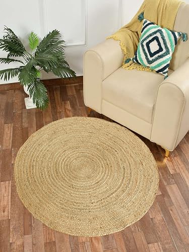 Handwoven 3ft Natural Jute Rug