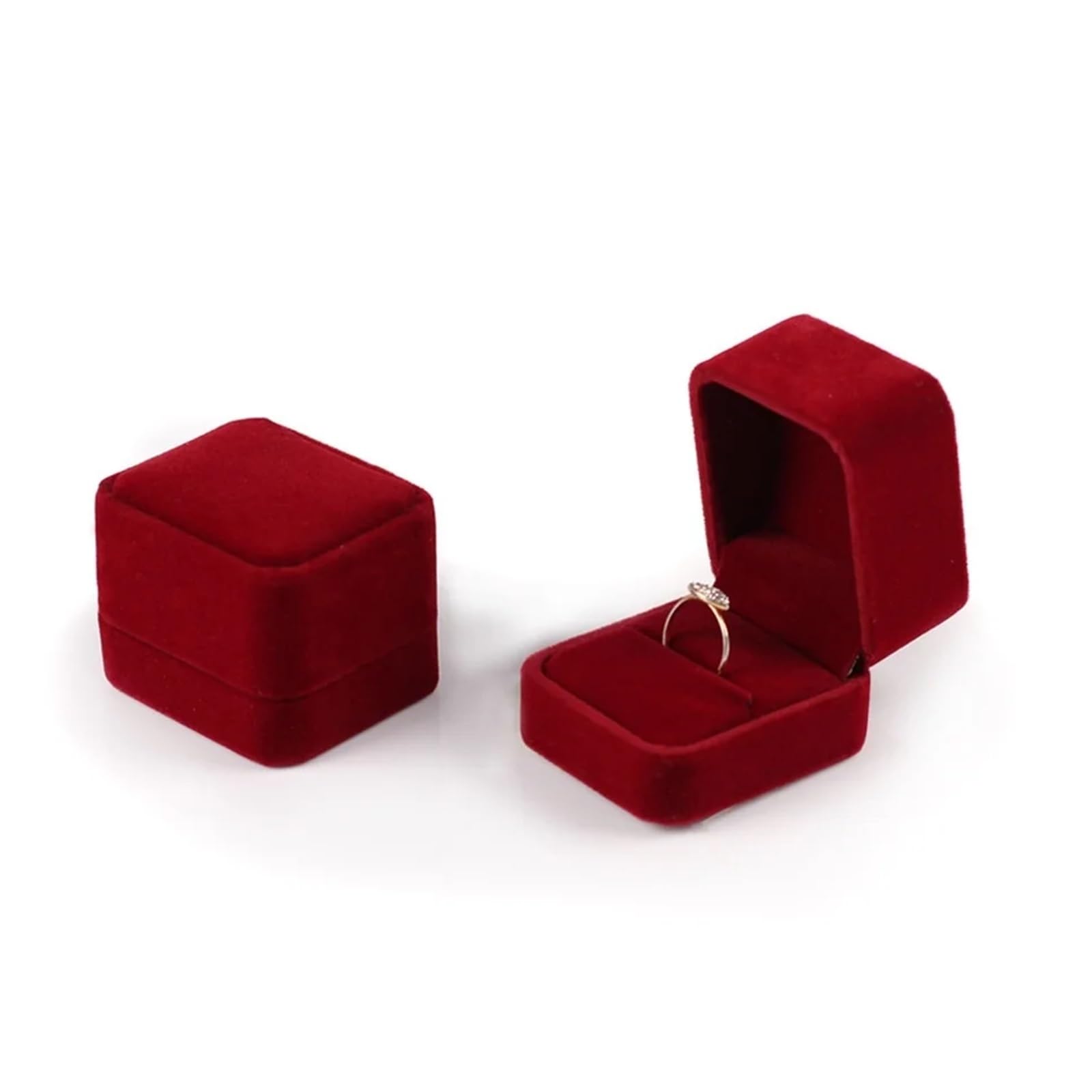 LCKKJHG Wedding Ring Box 6PCS Square Ring Box Romantic Proposal Wedding(Red)