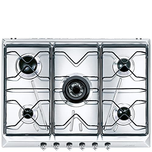 Smeg SRV576-5 Integrado Encimera de gas Acero inoxidable hobs - Placa (Integrado, Encimera de gas, Acero inoxidable, 5000 W, Giratorio, 700 mm)
