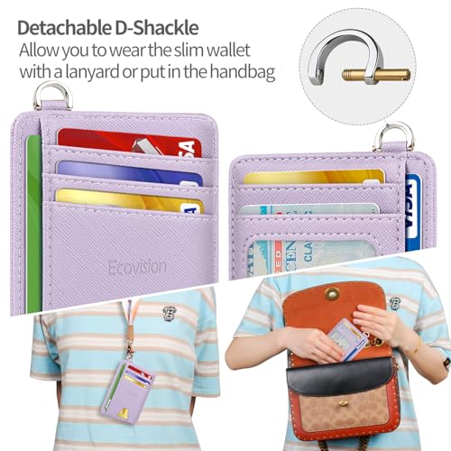 Image of Slim Minimalist Front Pocket Wallet, RFID Blocking Credit Card Holder Wallet with Detachable D-Shackle for Men Women