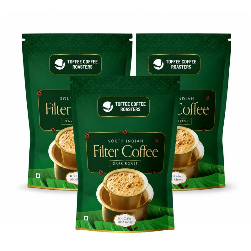 Image of Toffee Coffee Roasters | South Indian Filter Coffee 80:20 | 200g x 3 (600g) Filter Coffee | Traditional Dark Roast Signature Filter Coffee
