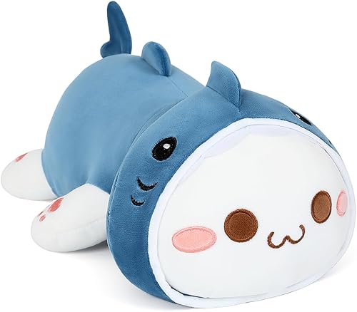Onsoyours Lindo gatito tiburón peluche animal de peluche gatito suave almohada de felpa para niños (tiburón gato azul, 20 pulgadas)