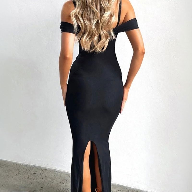 JSEIAJB Sleeveless High Waist Dress Collarless Slit HIPS Fashion Breathable Tight Dress