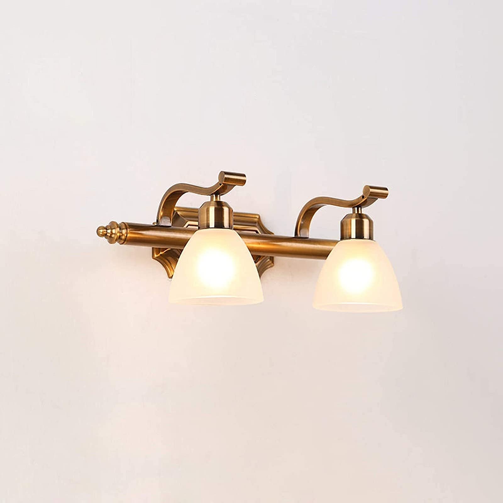 CWCQGH Wall Sconces, Mirror Light Retro Bath Mirror Lights,Bathroom Mirror Front Wall Light, Golden Bedroom Vanity Mirror Ligh with Glass Shade,Wash Basin Mirror Wall Lamp Bath,41CM/14W