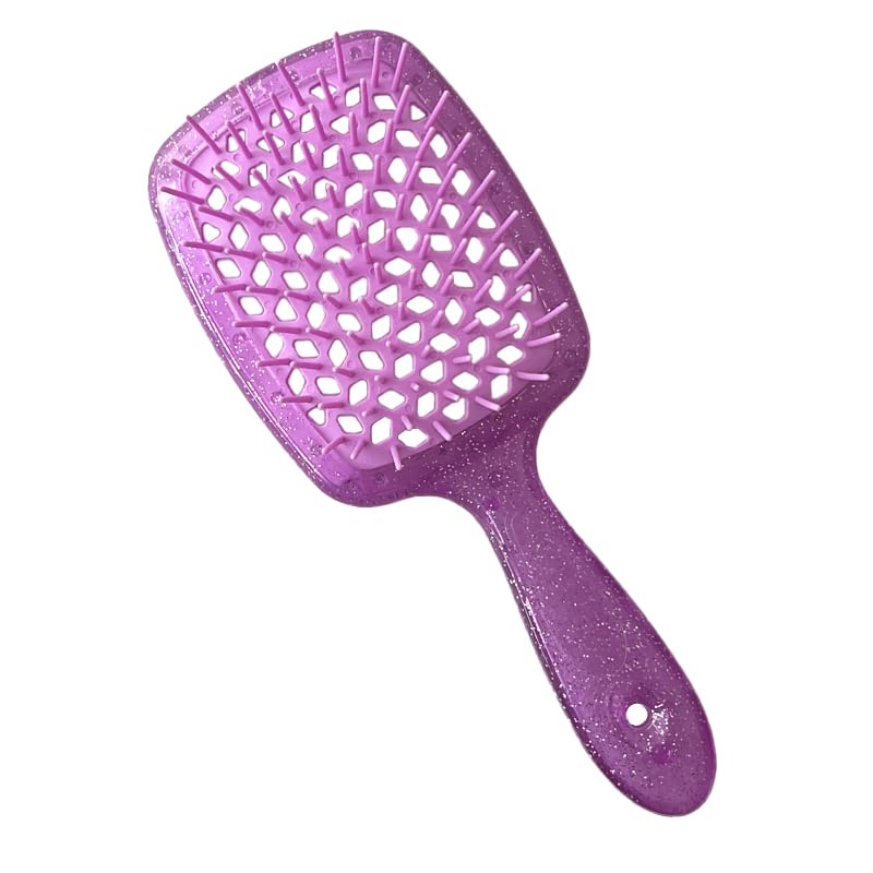 Cepillo definidor de rizos, cepillo ventilado para cabello húmedo y seco, para mujeres y hombres, menos tirones, cepillado sin dolor (morado