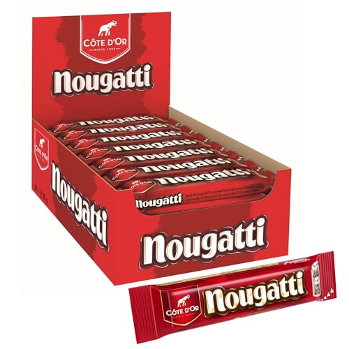Côte d'Or Nougatti - Barre de Nougat au Chocolat au Lait - Cacao 100% Durable - Présentoir de 24 barres individuelles (30 g) (L'emballage peut varier)