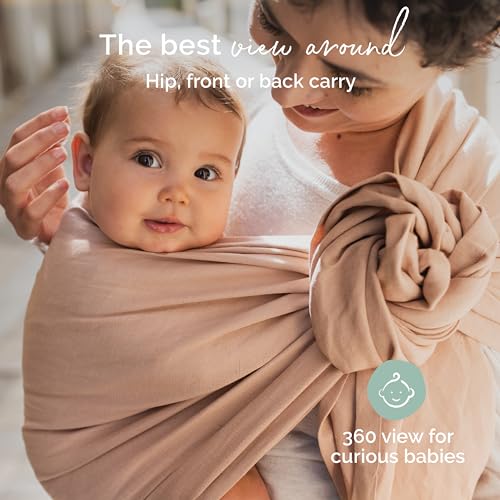 Image of Boba Ring Sling Baby Carrier, Bamboo Linen, Newborn to Toddler, Linen Peony