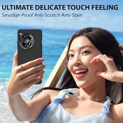 Image of LIRAMARK Liquid Silicone Soft Back Cover Case for OnePlus 12R 5G (Black)