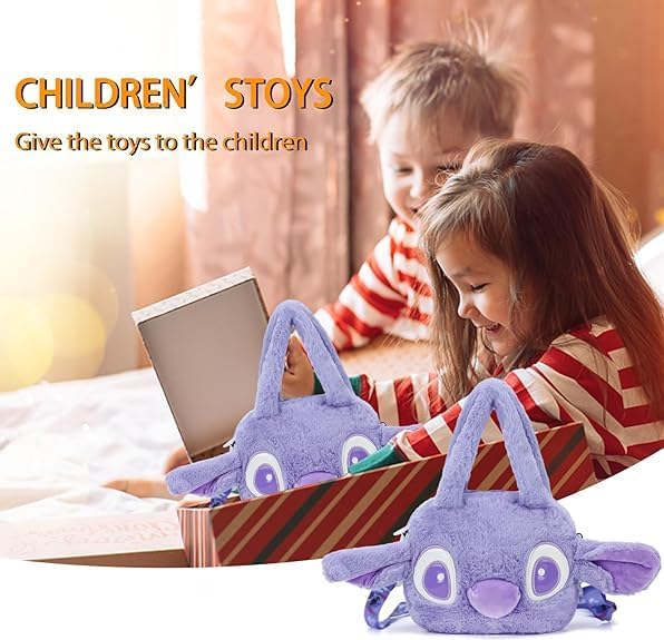 Miniatura 7 de enttgo Muñeca suave de peluche de puntada, correa de hombro ajustable, lindo juguete de peluche para niños y niñas, Violeta