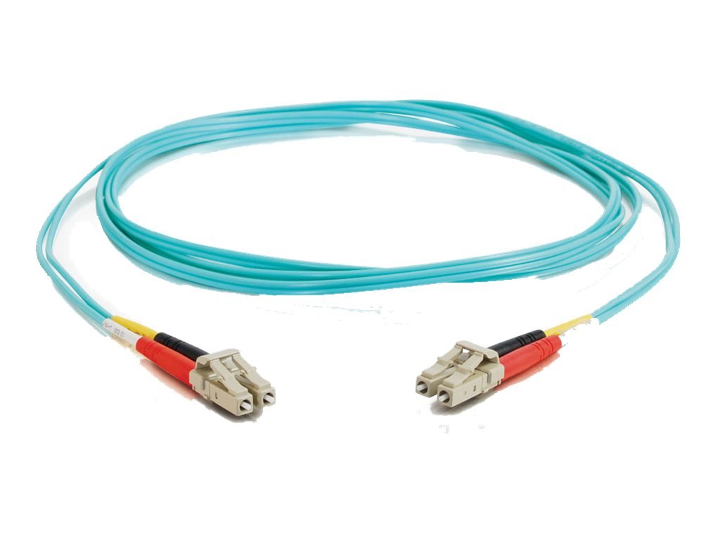 C2G 33046 kabel optyczny OM3, LC-LC 50/125, 10 GB, wielomodowy kabel światłowodowy PCW, kolor Aqua (2 m)