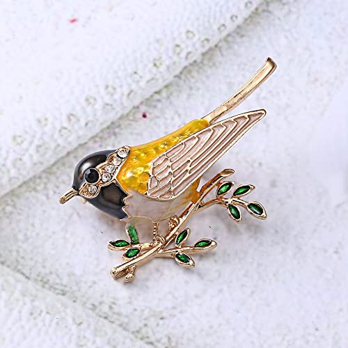 Image of Generic Fashion Women Brooch Costume Wedding Jewelry Vintage Handmade Animal Bird Branch Crystal Gold Color Brooch Pin Practical and clever