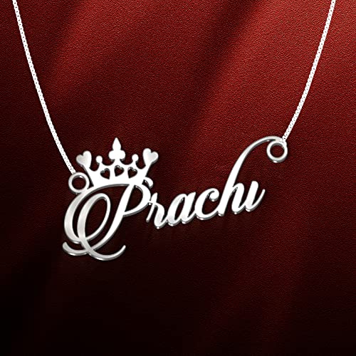 Image of Prachi Cursive Gold & Silver Name Pendant Necklace, Best Jewelry Gift for Girls.