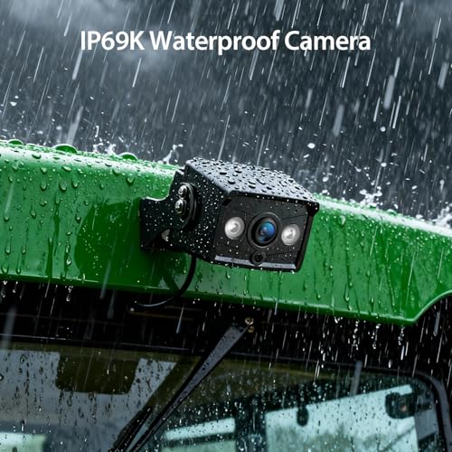Image of ZEROXCLUB 4 Wired Backup Camera System, 10 inch 1080P Monitor IP69K Waterproof Vibration-Proof 10G Rear Side View Camera, Quad Split Screen for Tractor, Truck, Trailer, Combine, Heavy Equipment, BH104
