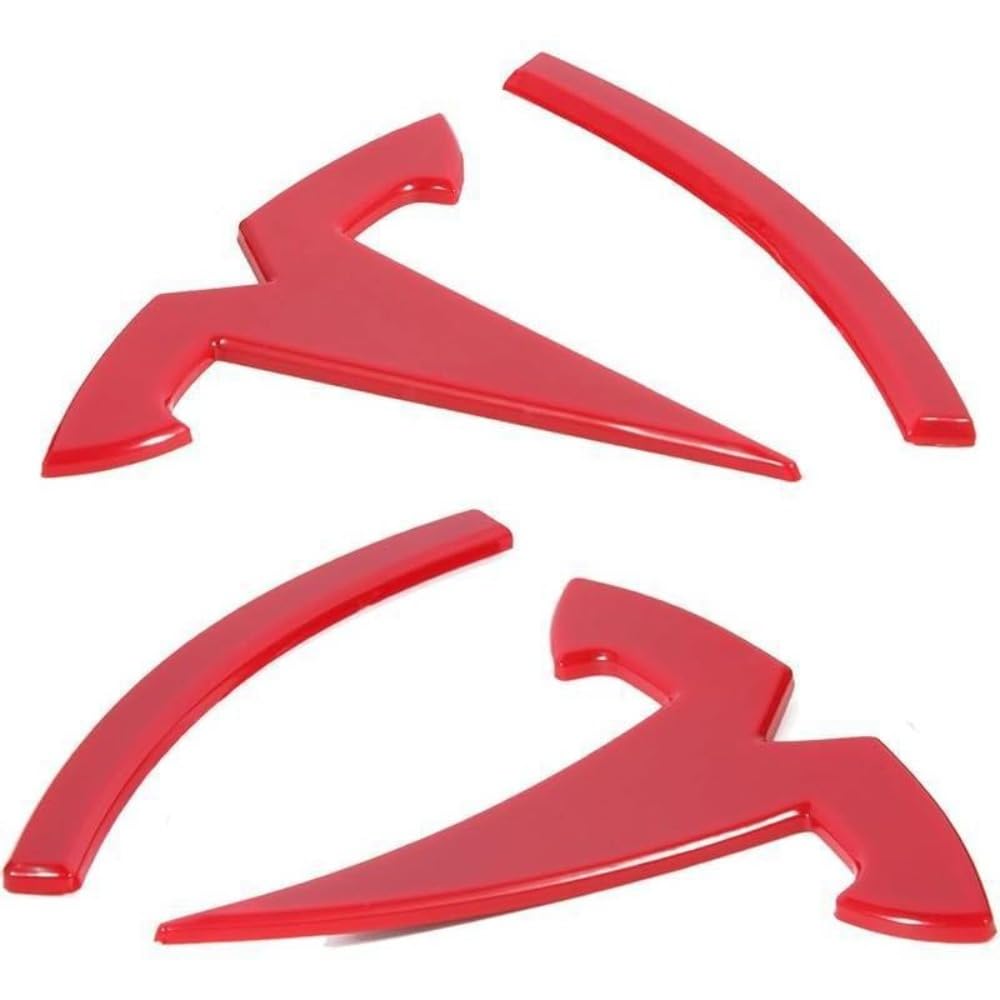 Mauxpiao Red Applicable To Tesla Front And Rear Car Logo Emblems, 2Pcs Vehicle Badge Stickers, Exterior Decoration Accessories Rewr/Red/2 Pcs