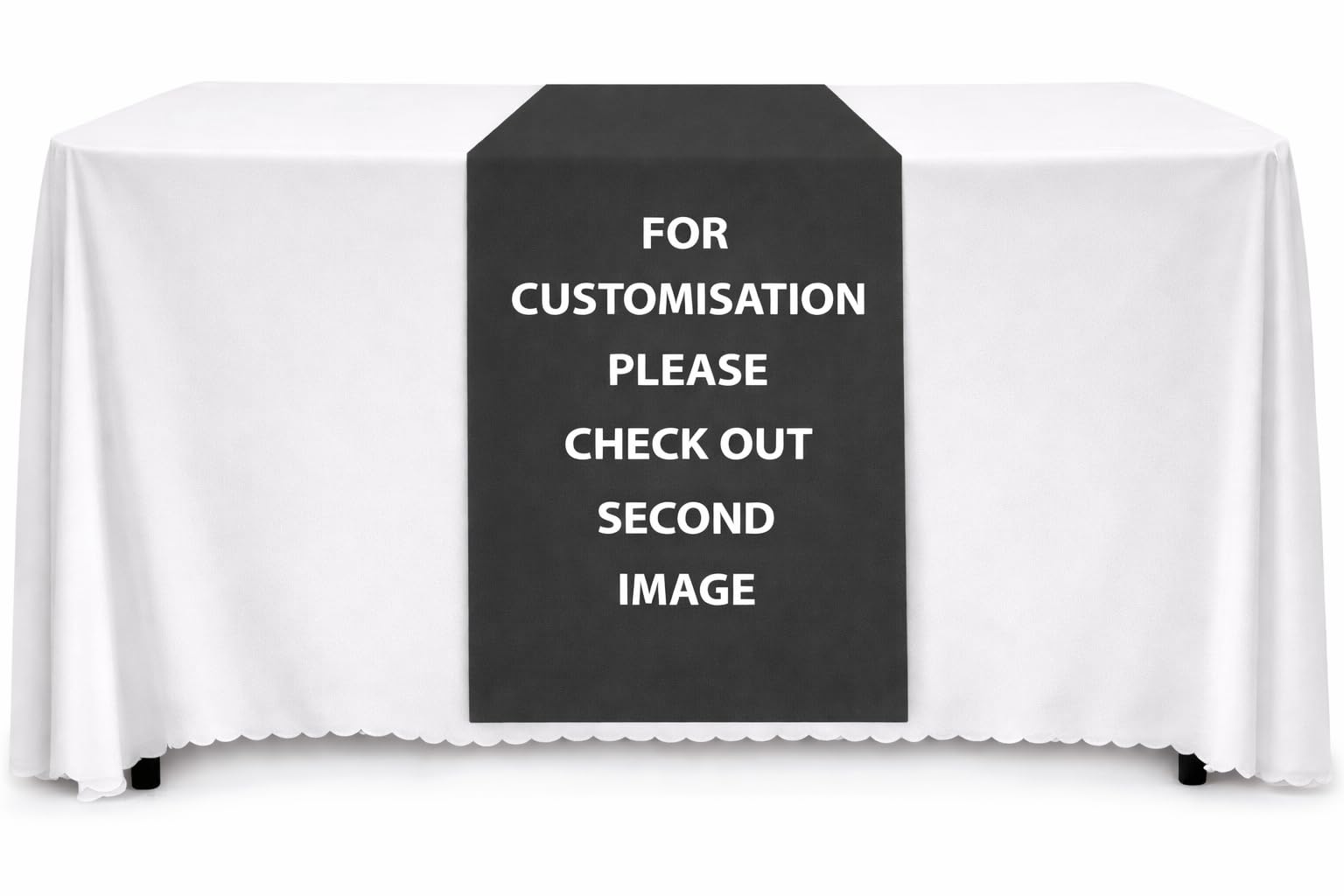 Elegant Event Essentials - Customized Table Runner – Personalized Text / Logo, Printed Name Design for Business, Tradeshow, Events, Exhibition, Weddings - (13x60in / 33x150cm) - Black