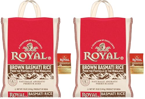 Royal - Authentic Basmati Brown Rice Whole Grain,Naturally Gluten Free and Vegan - 10 Pounds,(Pack of 2)