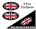 CTD Lot de 2 autocollants pour casque de moto/voiture de forme ovale Motif drapeau britannique Dégradé noir 75 x 38 mm