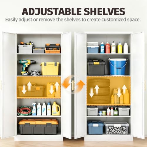 Image of 71 inch Metal Storage Cabinet with 2 Doors, 4 Adjustable Shelves