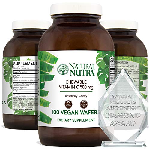 Natural Nutra Vitamin C Supplement for Kids and Adults, Immune Booster, Protect Skin from Signs of Aging, Healthy Heart, Helps Manage Blood Pressure, Vegetable Source, 500 mg, 100 Vegan Wafers