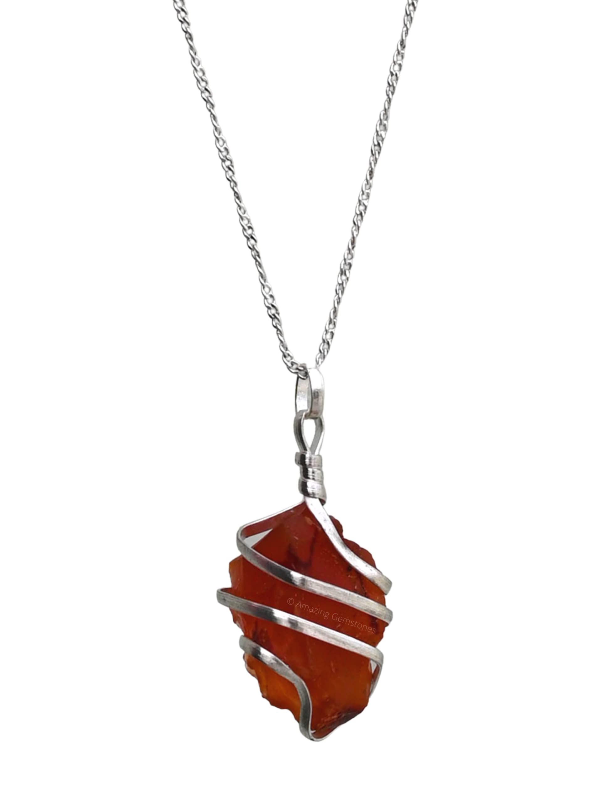 Amazing Gemstone Crystals and Healing Stones Carnelian Necklace - Gold Chain Necklace Pendant - Real Crystal Necklace