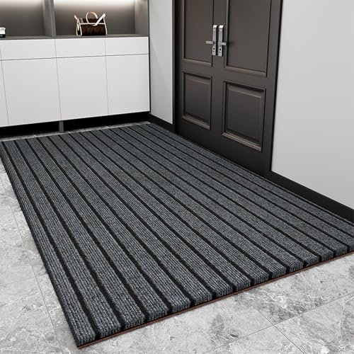 Jyswx Zerbino cattura sporco per interni/esterni, zerbini fangosi, resistente, antiscivolo e lavabile, a basso profilo, per porta posteriore e anteriore, ingresso, patio (40 x 120 cm, grigio)