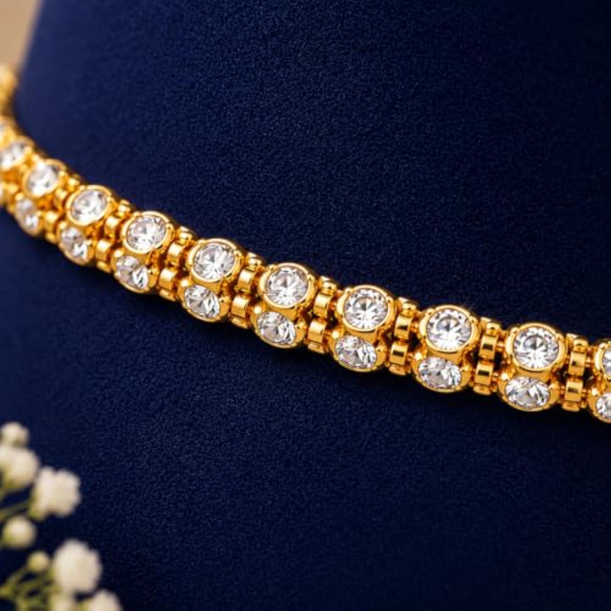 Women's Gold-Tone Round Waist Chain with Rhinestones