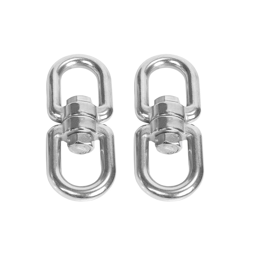 2Pcs Stainless Steel Swivel Ring, M6 Swing Swivel 360ยฐ Rotational Accessory Hammocks Swivel Ring Clasp Universal Swing Hanging Attachment Kits for Outdoor Adventures Hammock Chairs Hanging