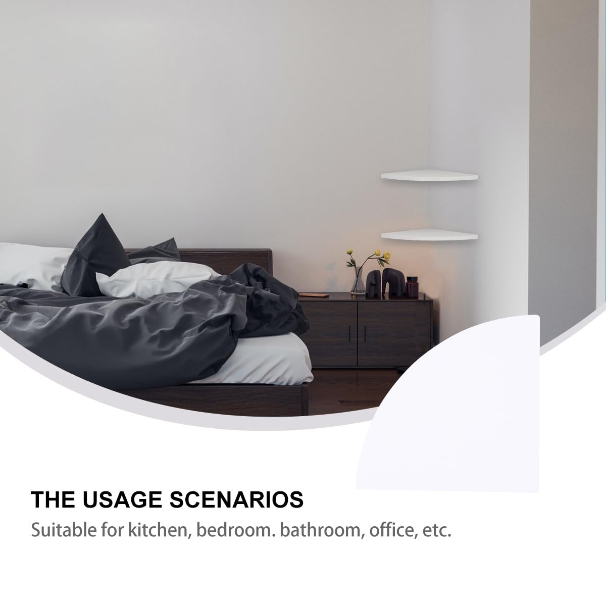 Estantería de Esquina de Pared de PVC Diseño Triangular y Forma de Abanico, Soporte para Almacenamiento Seguro de Libros y Gafas en Oficina o Baño