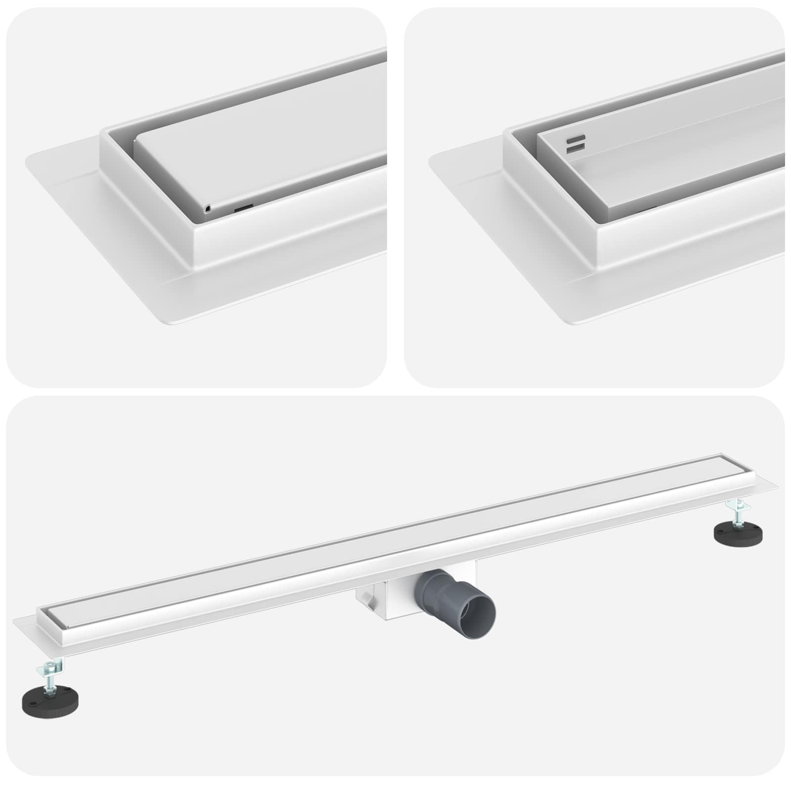 vidaXL Drenaggio Doccia 2 in 1 Argento 100 cm Acciaio Inox 304, Stile per Il Bagno, Scarico Doccia Moderno, Soluzione idraulica, Accessori per Il Controllo dell'Acqua