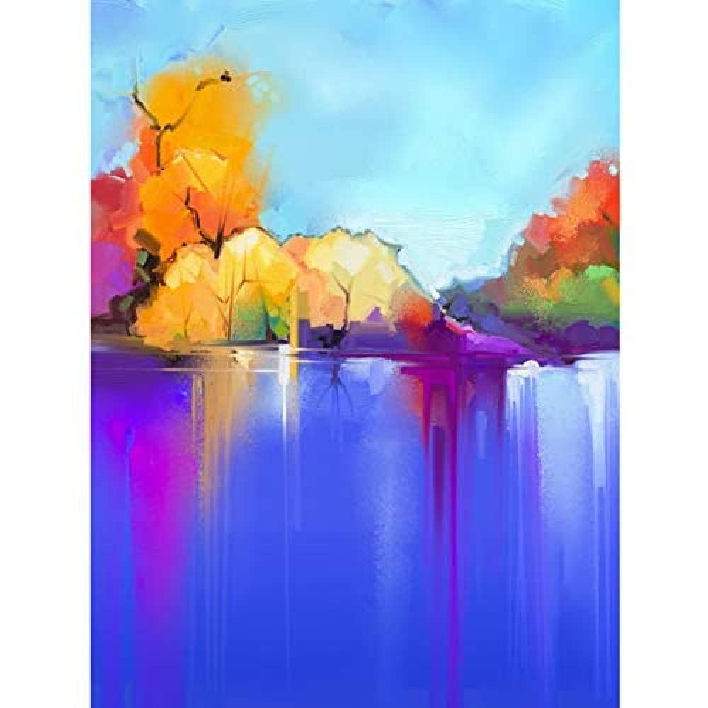 Wee Blue Coo Autumn Lake Landscape Unframed Art Print Poster Wall Decor 12x16 inch