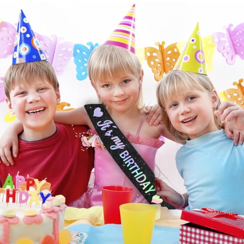 Image of Vuzvuv It's My Birthday Birthday Sash, Glitter Birthday Sash with Foil Letters Birthday Party Decor for Women, Girls