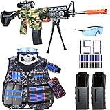 Spielzeugpistole Automatisches Scharfschützengewehr, 3 Modi Spielzeug Schaumstoff Blaster mit taktischer Weste Zweibein 2 Clips und 150 Darts Elektrisches Spielzeuggewehr für Jungen von 8-12 Jahren
