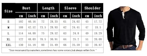 Jacansi Men's Henley Cotton Casual Long Sleeve Lightweight Button T-Shirts Navy Blue 2Xl #TOP6