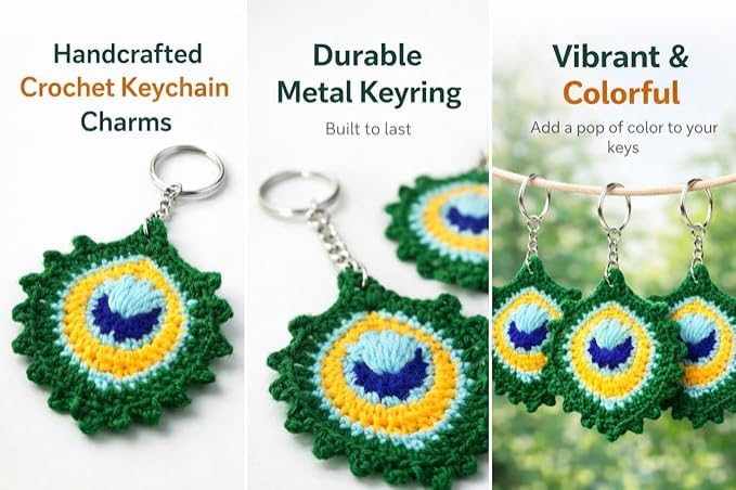 Image of Handmade Crochet Rose Flower Keychain for Women & Girls, Cute Red Flower Key Ring, Soft Yarn Knitted Charm, Romantic Gift, Bag Accessory, Car Key Holder, Aesthetic Handmade Gift